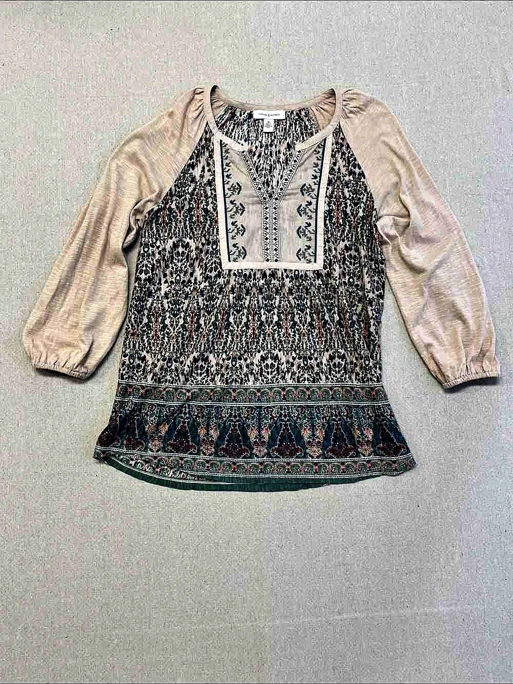 Max Studio Women's Geometric Blouse in Multicolor & Pink Like New